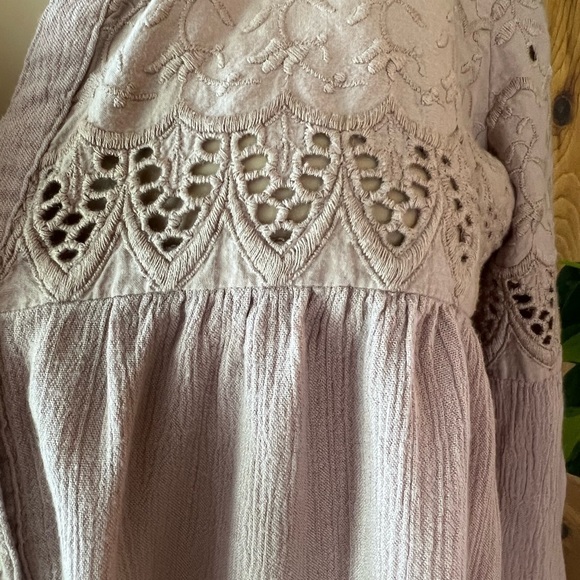 American Eagle eyelet boho festival mauve blouse size S EUC - Picture 5 of 9